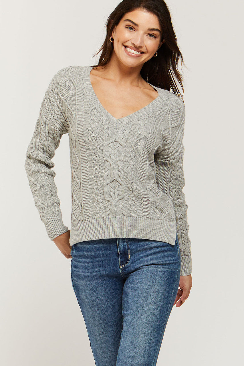 Joselyn Heather Grey Cable Knit Sweater