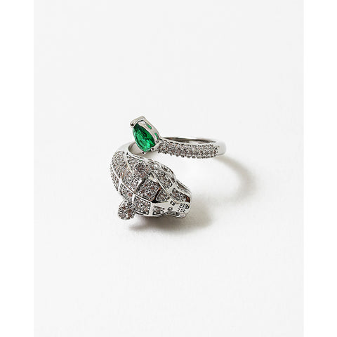 Lion Head CZ Ring - Silver