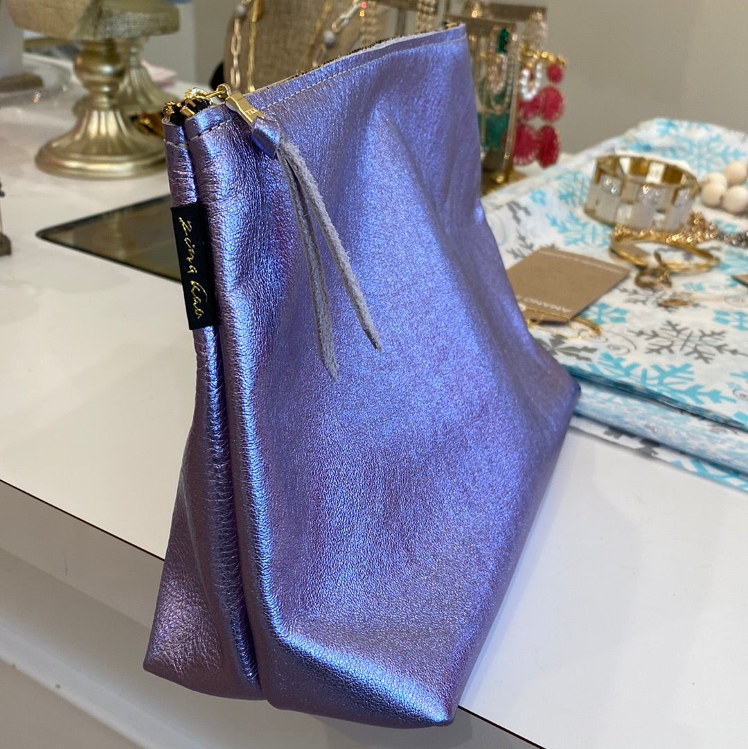 Metallic Zip Bag - Lavender