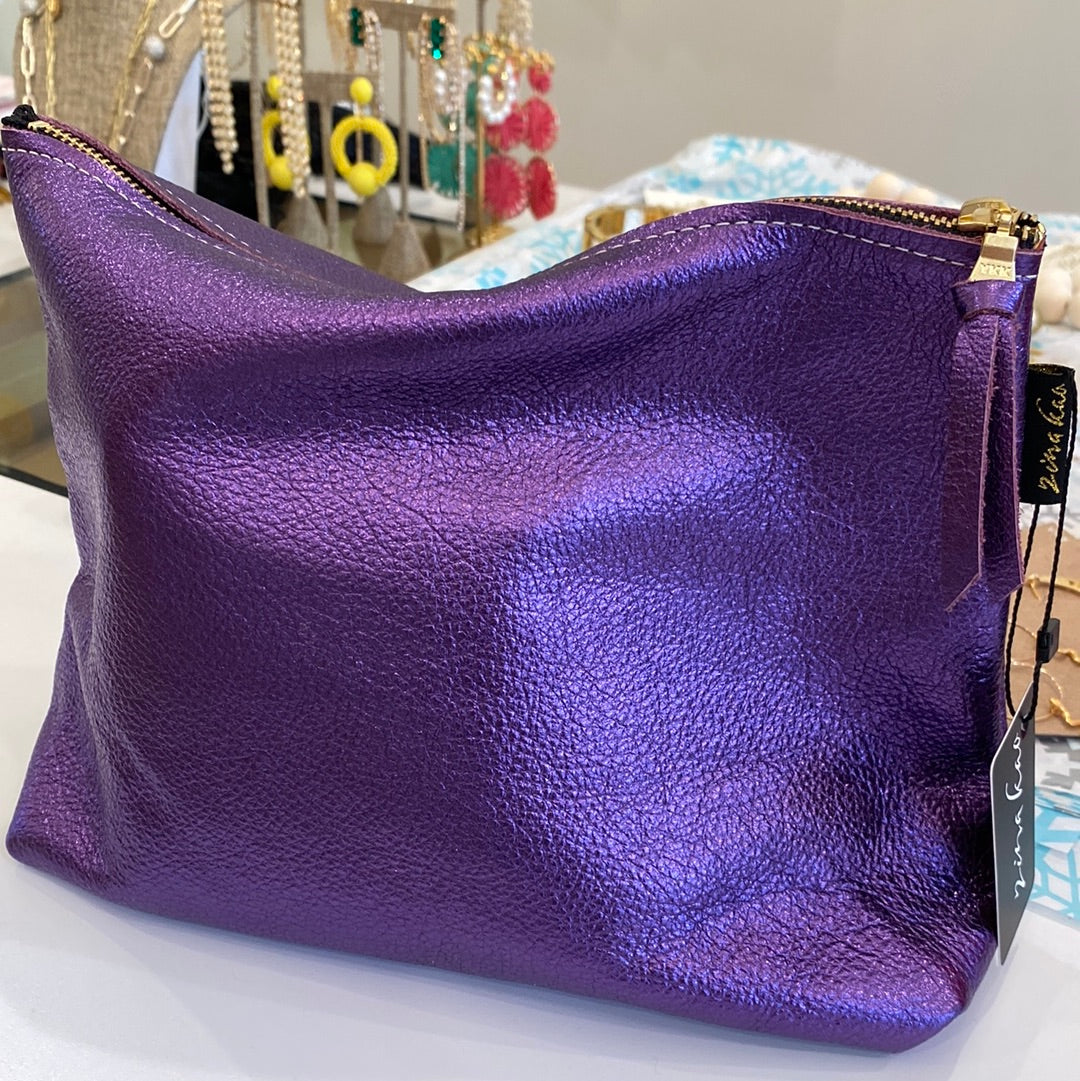 Metallic Zip Bag - Purple