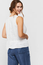 Load image into Gallery viewer, Gina Sleeveless Trim Top White
