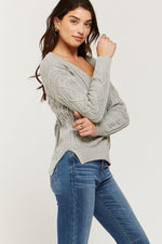 Load image into Gallery viewer, Joselyn Heather Grey Cable Knit Sweater
