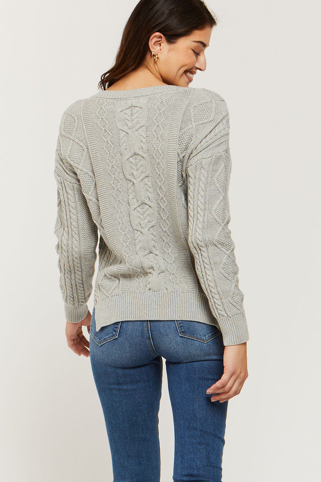 Joselyn Heather Grey Cable Knit Sweater