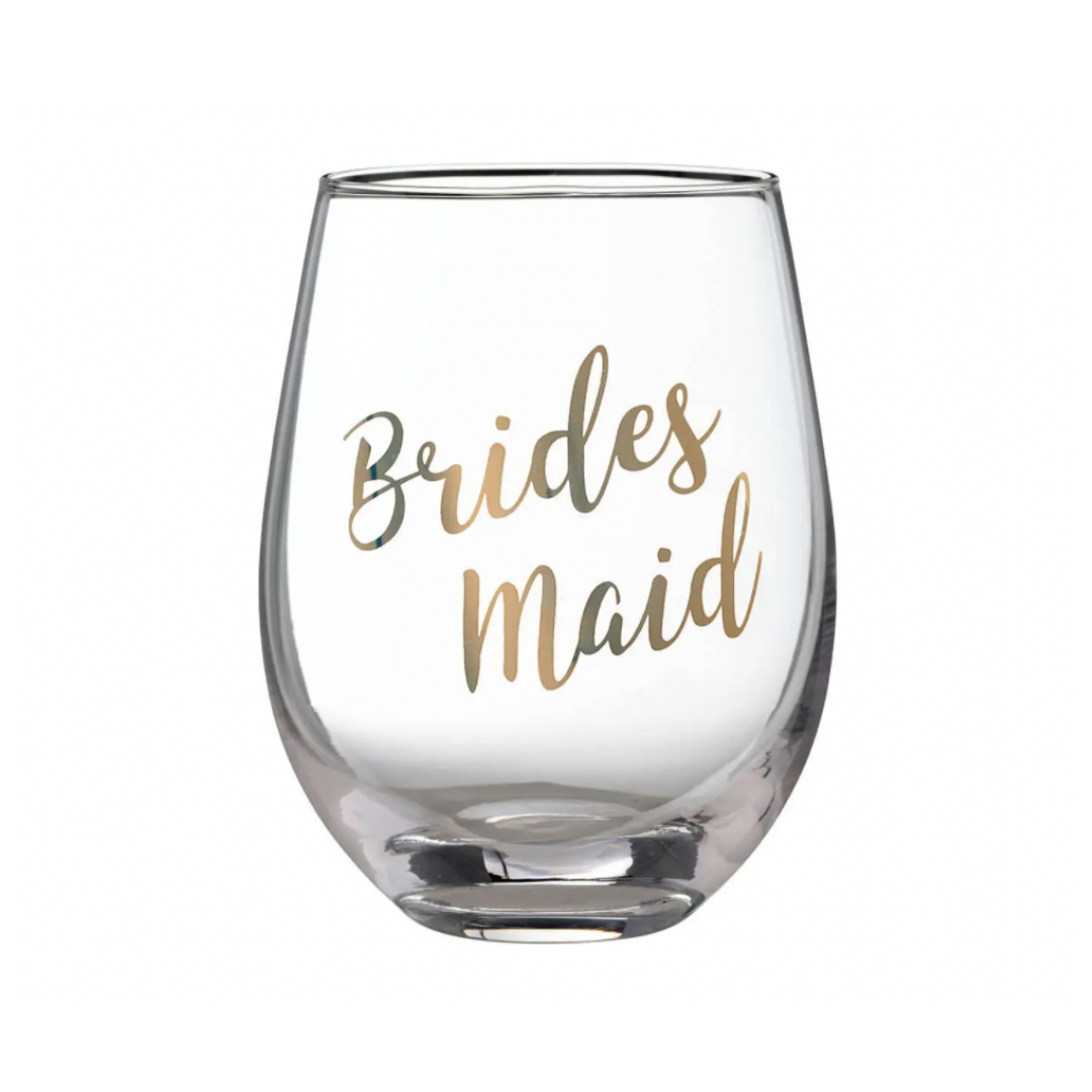 Bridesmaid stemless top wine glasses