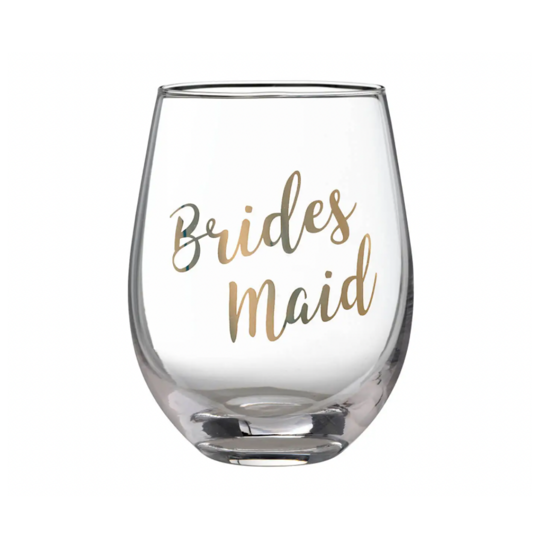 Gold "Bridesmaid" Stemless Wine Glass