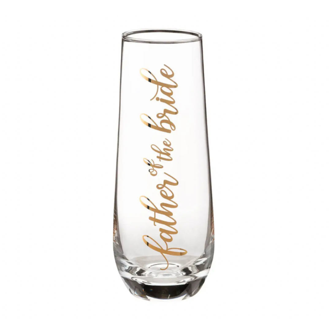 Father of Bride Stemless Champagne Glass