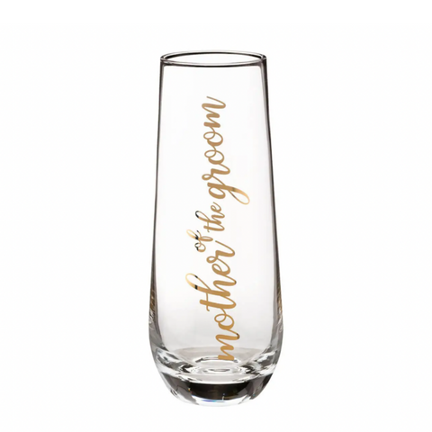 Mother of Groom Stemless Champagne Glass