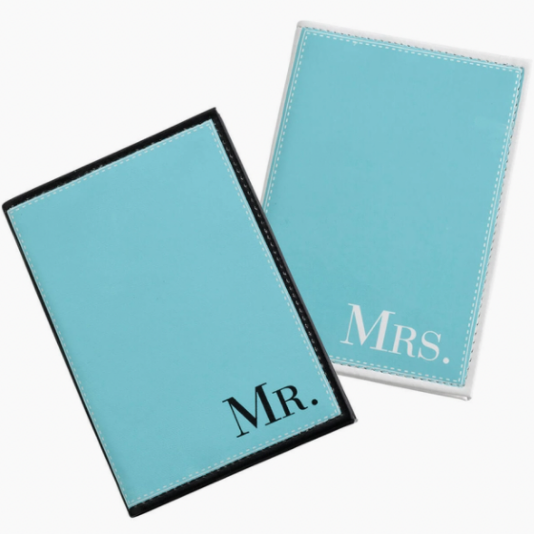 Mr. and Mrs. Aqua Passport Covers