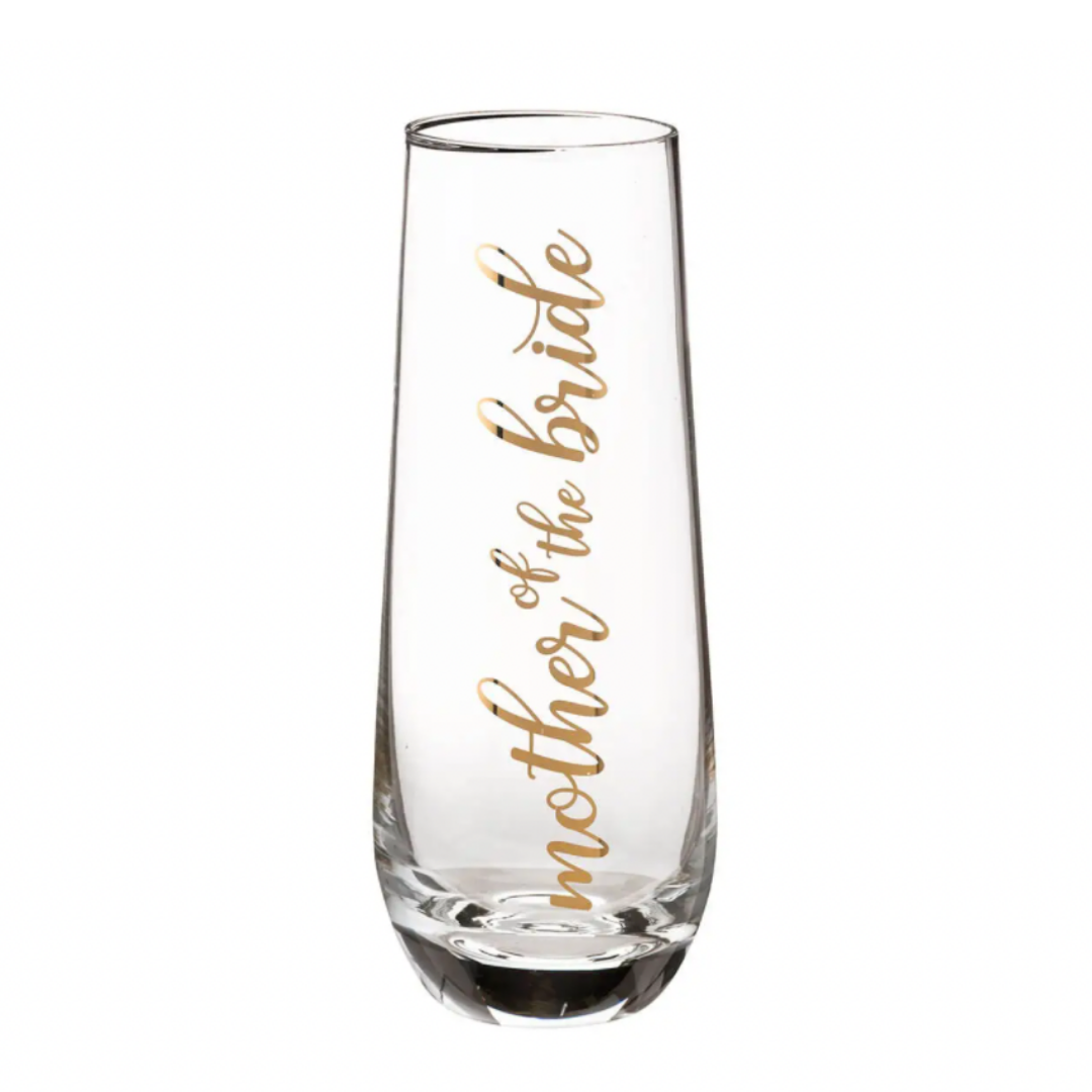 Mother of Bride Stemless Champagne Glass