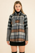 Load image into Gallery viewer, Plaid Button Up Jacket
