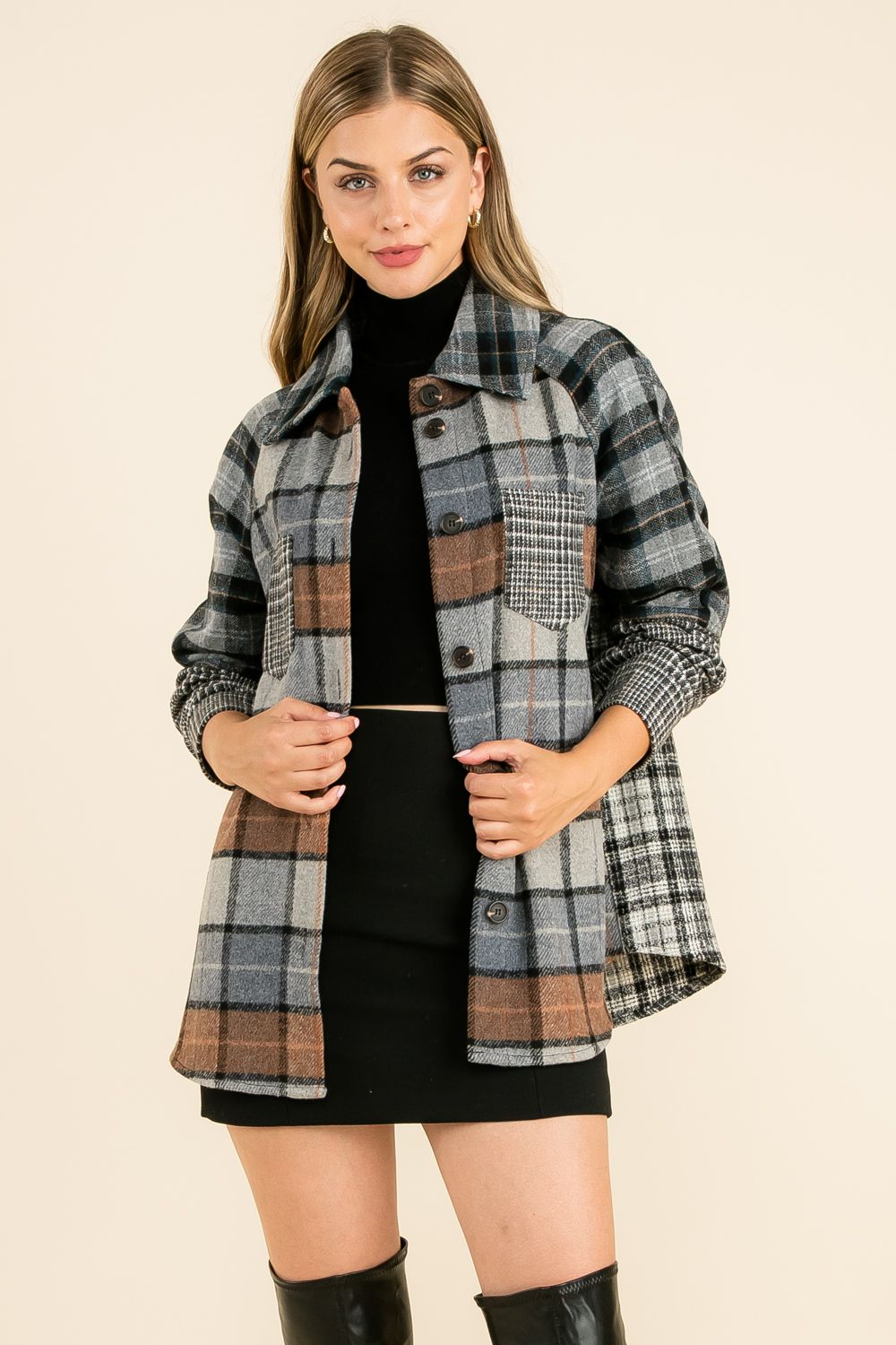 Plaid Button Up Jacket