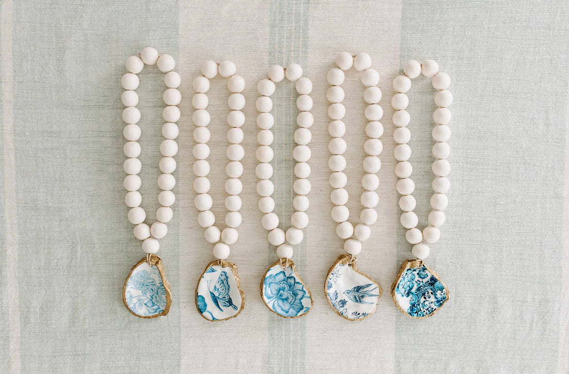 Petite Decoupage Oyster Shell Blessing Beads